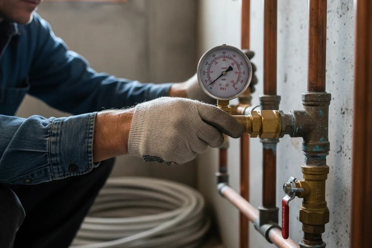 Pressure testing a repaired line during Water Line Repair in Fort McDowell